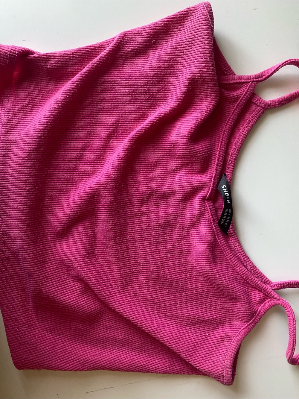 SHEIN Fuchsia Ribbed Cami Tank Top